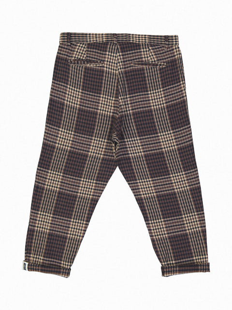 Plaid Ankle Cut Trousers - Brown