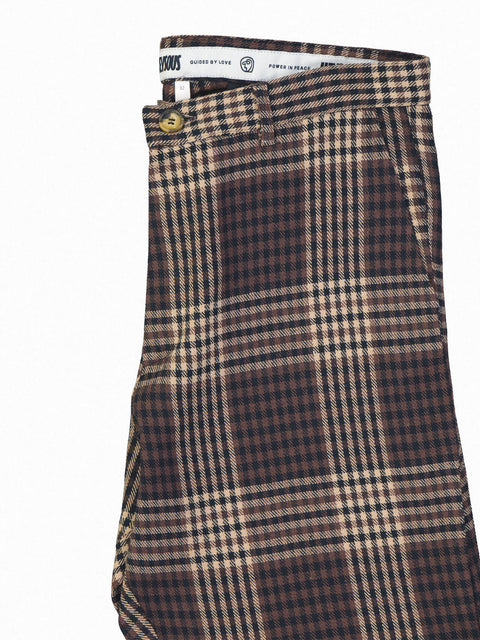 Plaid Ankle Cut Trousers - Brown