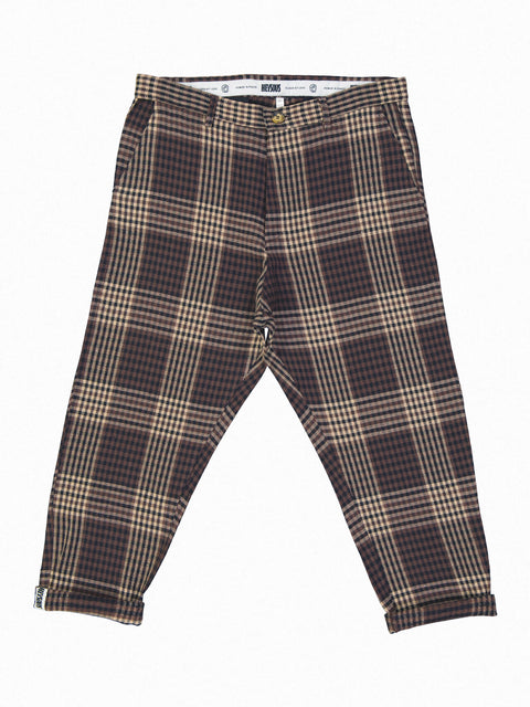 Plaid Ankle Cut Trousers - Brown