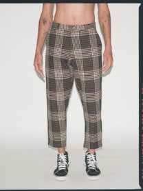 Plaid Ankle Cut Trousers - Brown
