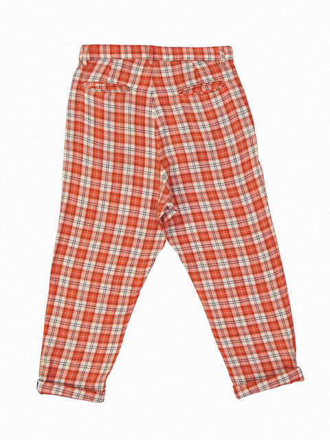 Plaid Ankle Cut Trousers - Red