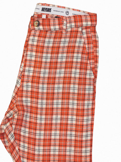 Plaid Ankle Cut Trousers - Red